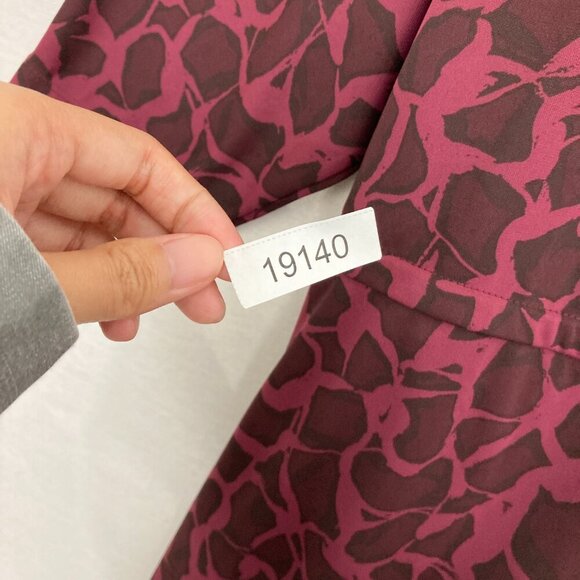 H by Halston Burgundy Animal Print Boat Neck 3/4 Sleeve Tie Front Dress 1X - Picture 10 of 10